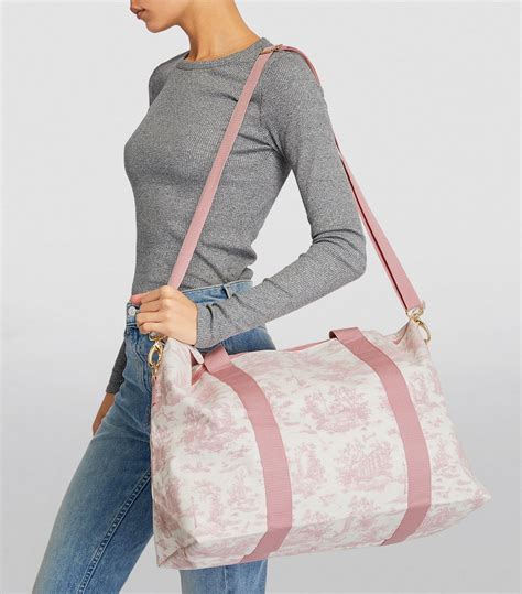 harrods pink toile overnight bag.